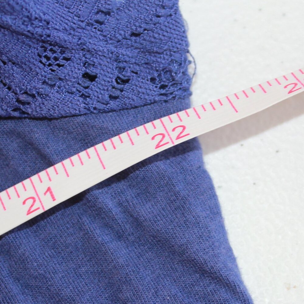 #349 Lane Bryant Blue Short-Sleeve Dressy Shirt with Lace Sleeves Size 14/16 - Picture 7 of 9